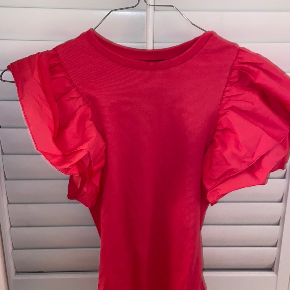 Zara pink ruffle bodysuit medium